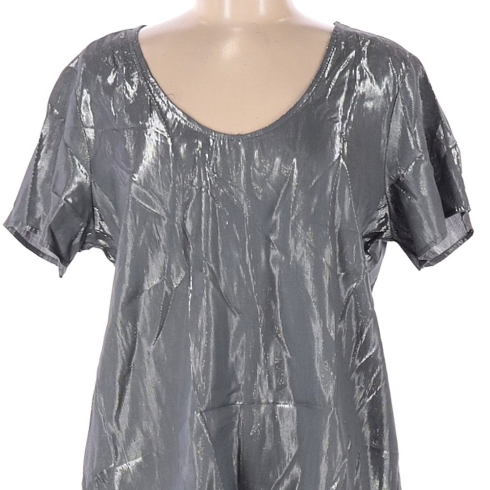 NWT Velvet by Graham & Spencer Silver Scoop Neck Agatha Top Size M Made in USA - Picture 3 of 4